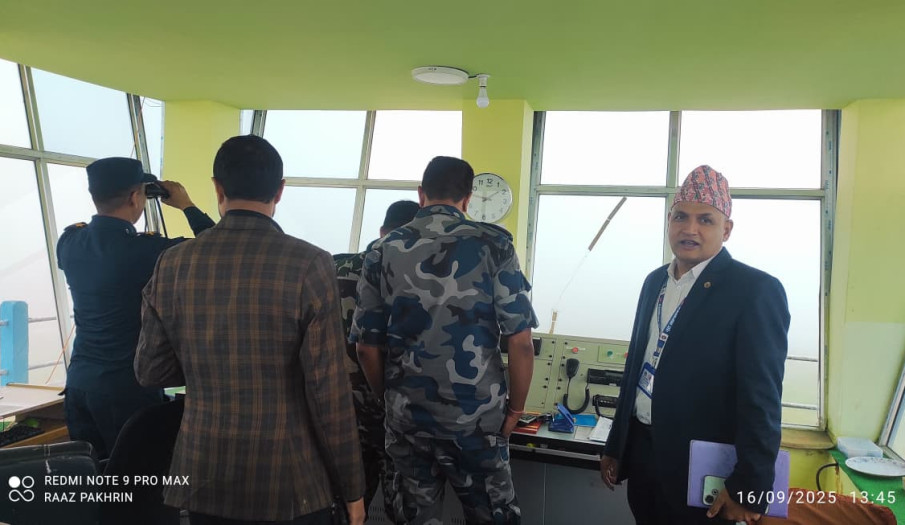 मिति २०८२।०५।३१ मा प्रमुख जिल्ला अधिकारी श्री शिवराज सेढाईं ज्यू सहित सुरक्षा निकायका प्रमुखबाट विमानस्थलको अनुगमन तथा निरीक्षण